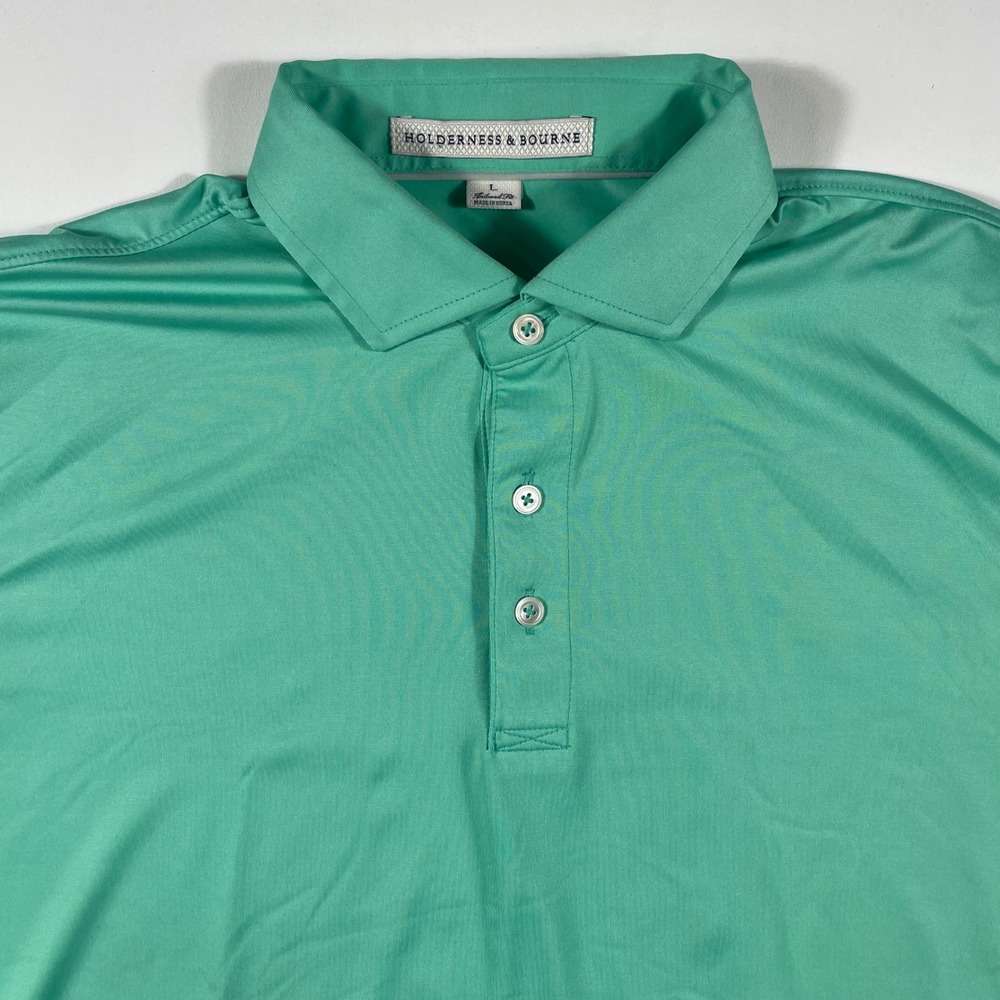 Holderness & Bourne Polo Shirt Mens Large Tailored Fit Performance Seafoam Green